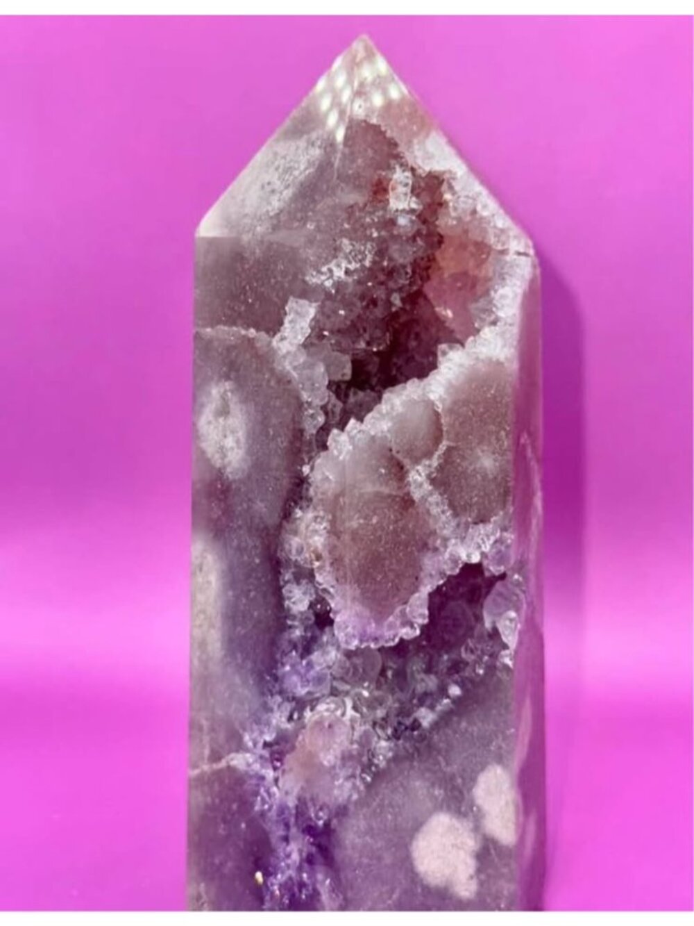 Pink Amethyst Super Druzy Geode Tower